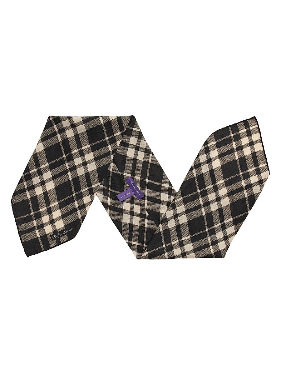 Men's Buffalo Plaid Cashmere Neckerchief - Black Cream