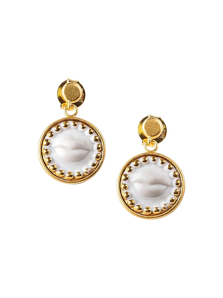 Women's Kiss 18K-Gold-Plated & Porcelain Drop Earrings