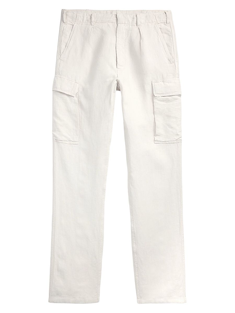 Men's Lateef Slim-Tapered-Fit Linen Cargo Pants - Dove Grey - Size 40