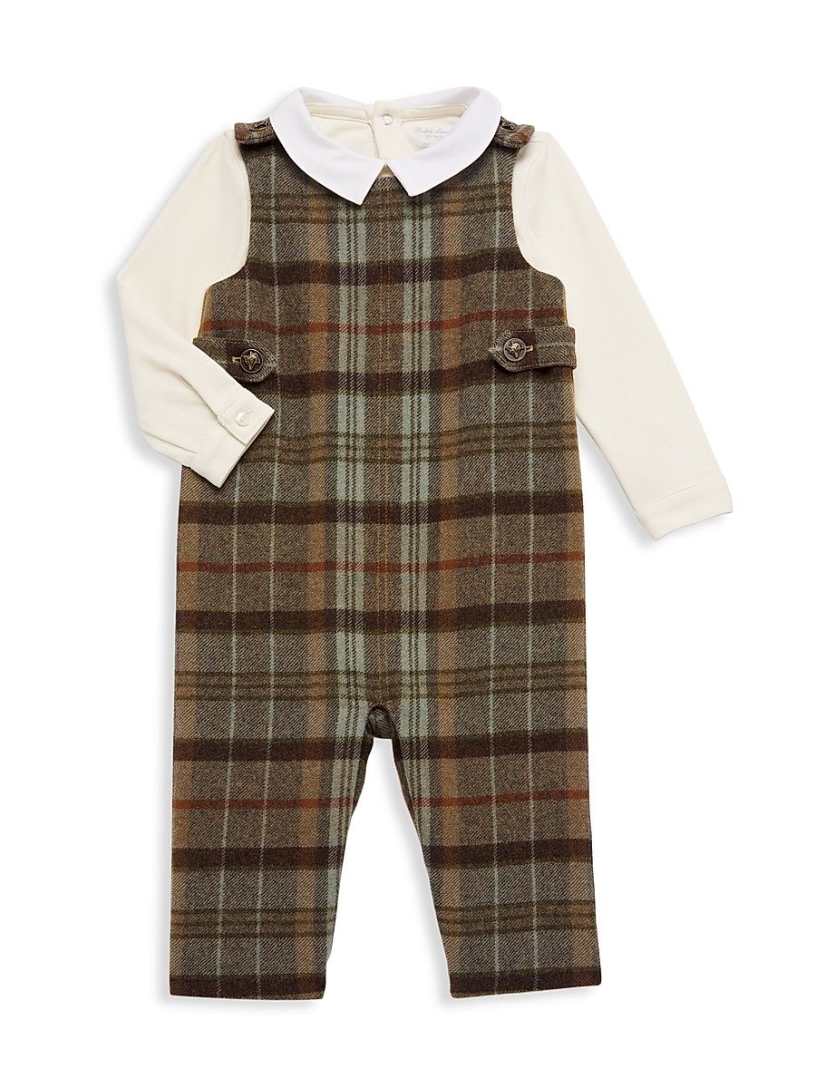 Baby Boy's 2-Piece Bodysuit & Wool Plaid Overalls Set - Green Multi - Size 24 Months