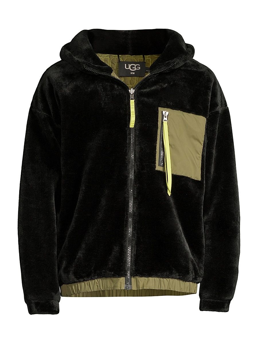Men's Kairo Faux Shearling Zip-Up Jacket - Black - Size XL