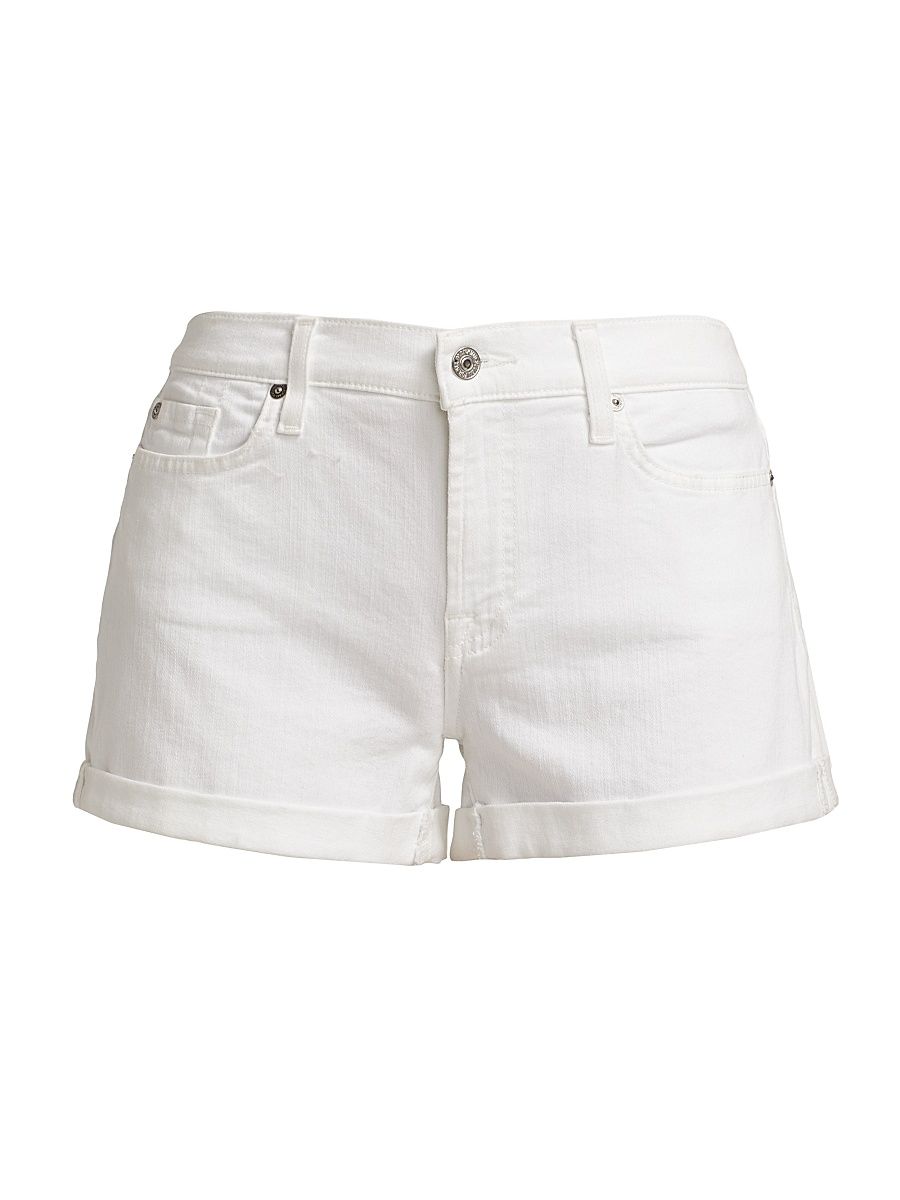Women's Low-Rise Stretch Denim Rolled Shorts - Broken Twill White - Size 33