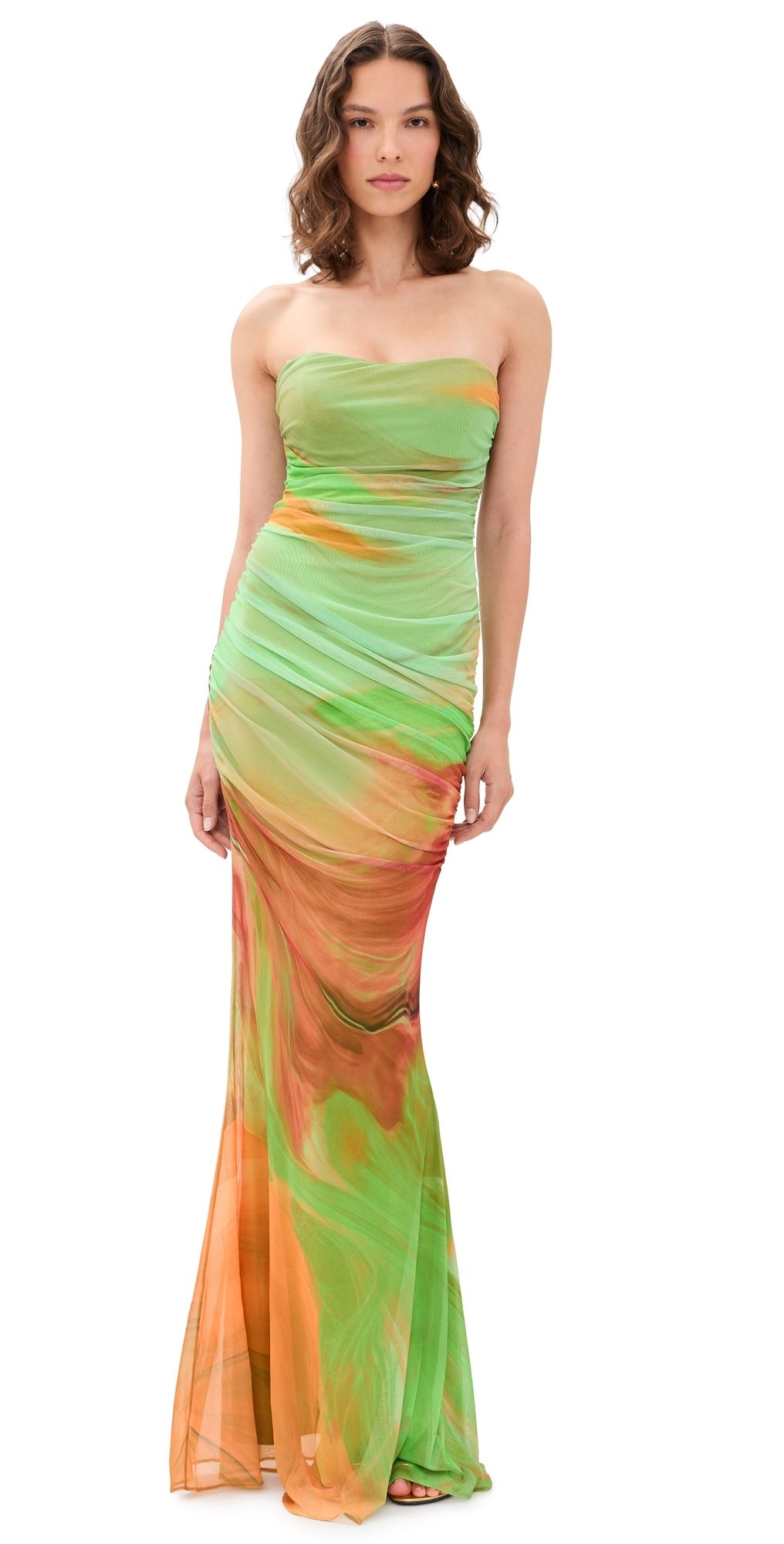 Retrofête Isadore Mesh Maxi Dress Pera Brushstroke XL