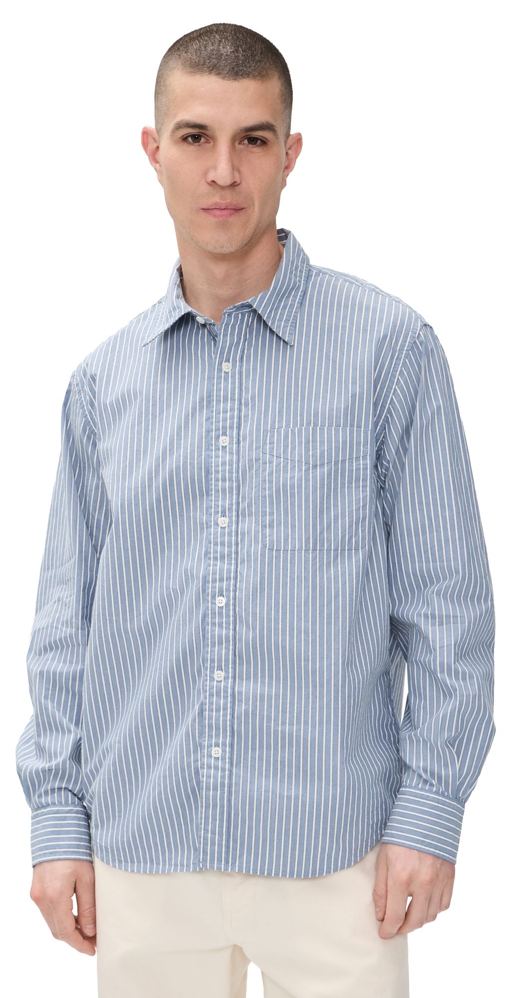 Madewell Long Sleeve Poplin Shirt Blue Stripe M