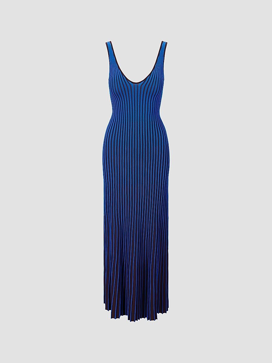 Women's Claretta Gradient Rib Maxi Dress - Espresso Cobalt - Size XL