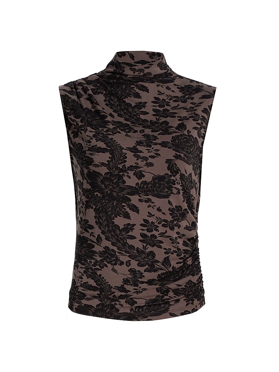 Women's Mylie Sleeveless Floral Top - Dark Lichen Black - Size Large