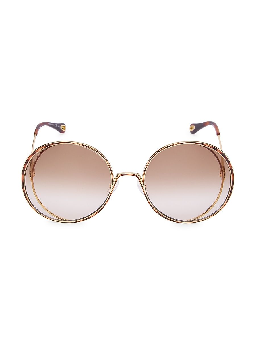 Women's 61MM Metal Round Sunglasses - Gold