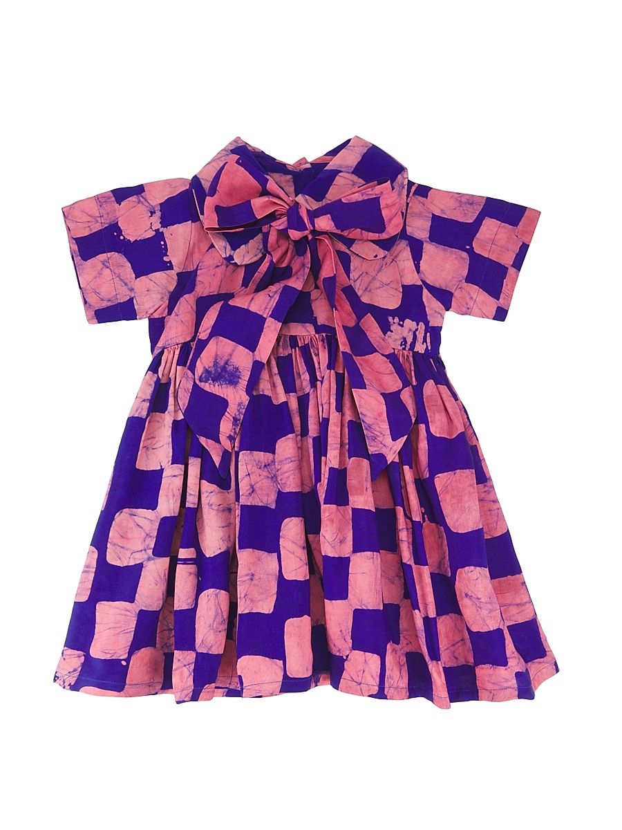 Baby Girl's, Little Girl's & Girl's Kemi Bow-Accented Printed Dress - Blue - Size 7