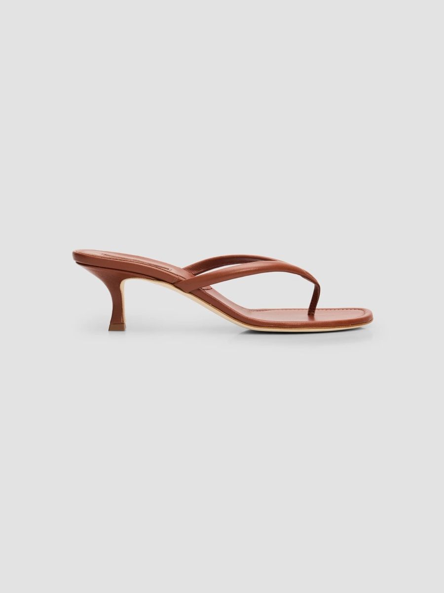 Manolo Blahnik Women's Paterno 50MM Leather Thong Sandals - Brown - Size 9.5