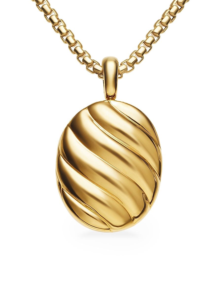 Women's Sculpted Cable Locket in 18K Yellow Gold - Gold