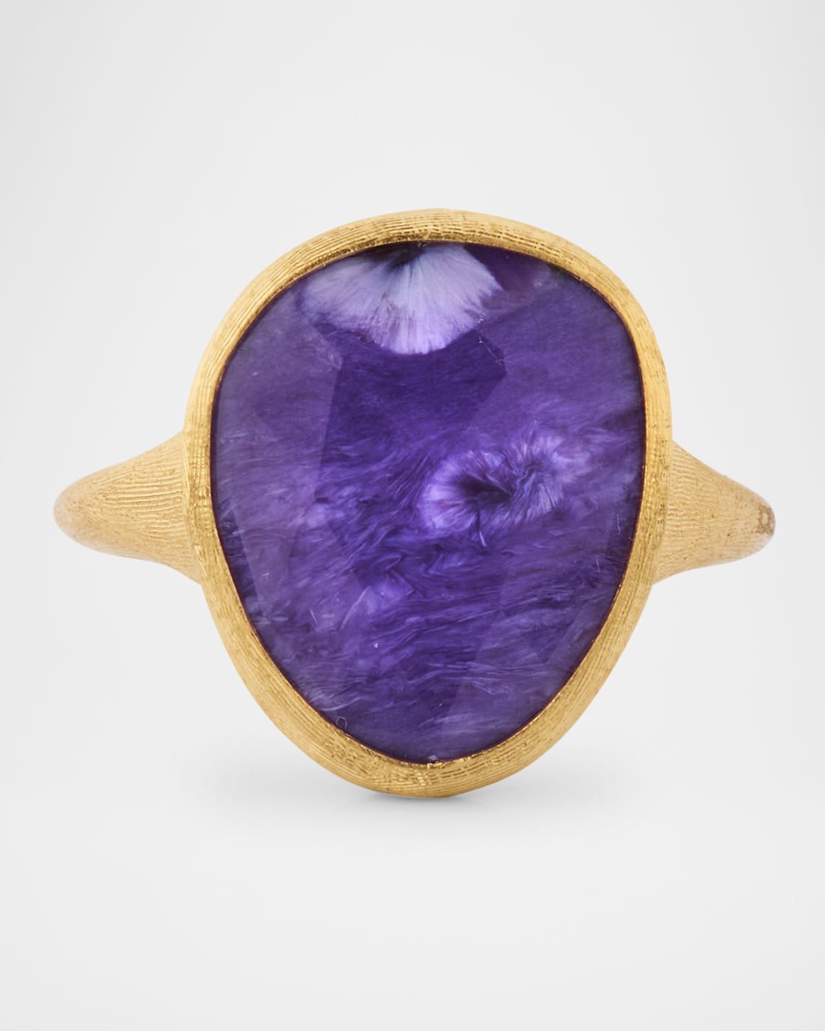 18K Lunaria Ring with Charoite, Size 7