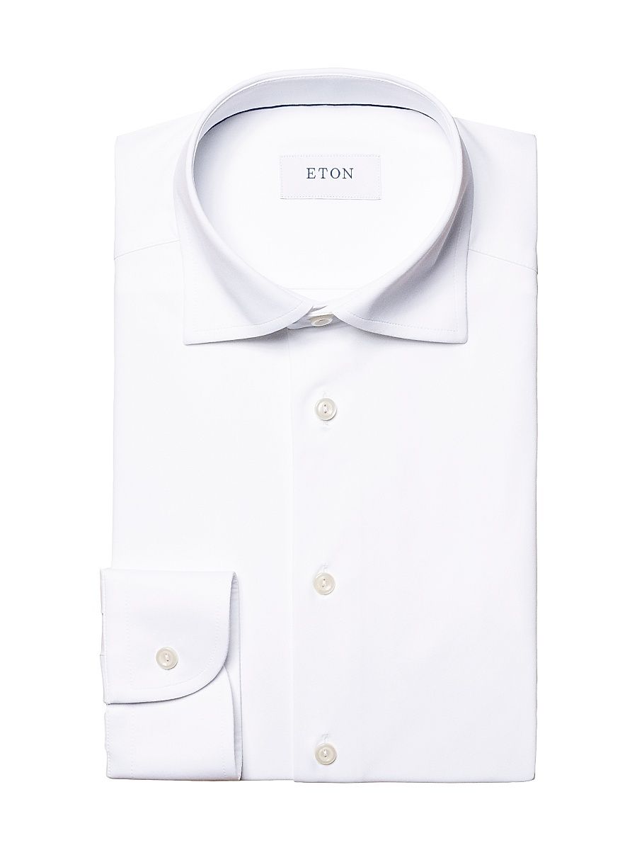 Men's Slim-Fit Four-Way Stretch Shirt - White - Size 17.5