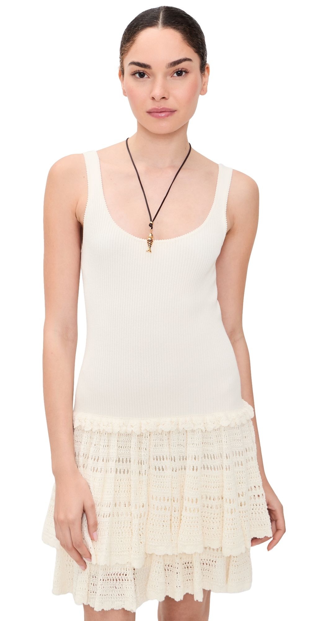 Polo Ralph Lauren Pointelle Tier Dress White XS