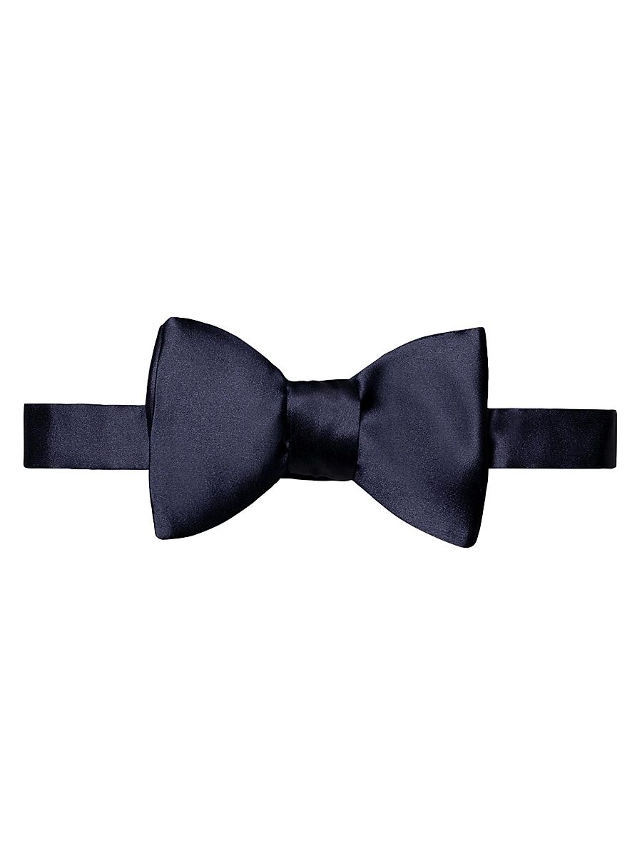 Men's Solid Satin Ready-Tied Bow Tie - Navy