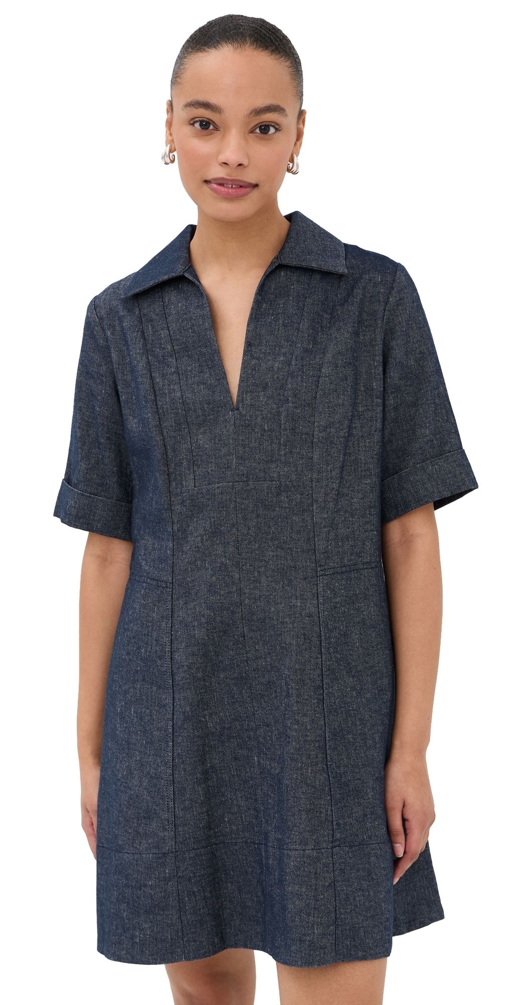 Vince Collared Chambray Dress Indigo XL