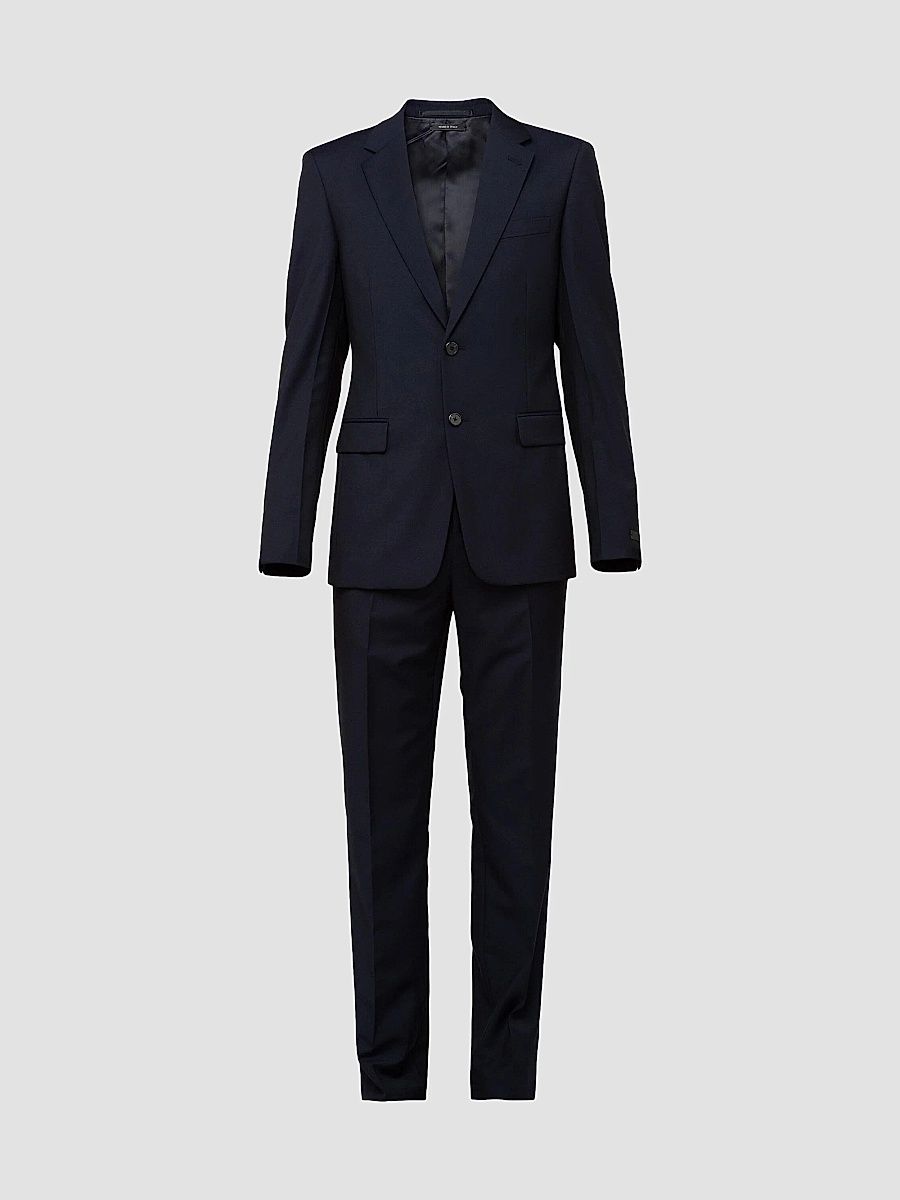 Prada Men's Single Breasted Wool and Mohair Suit - Blue - Size 38