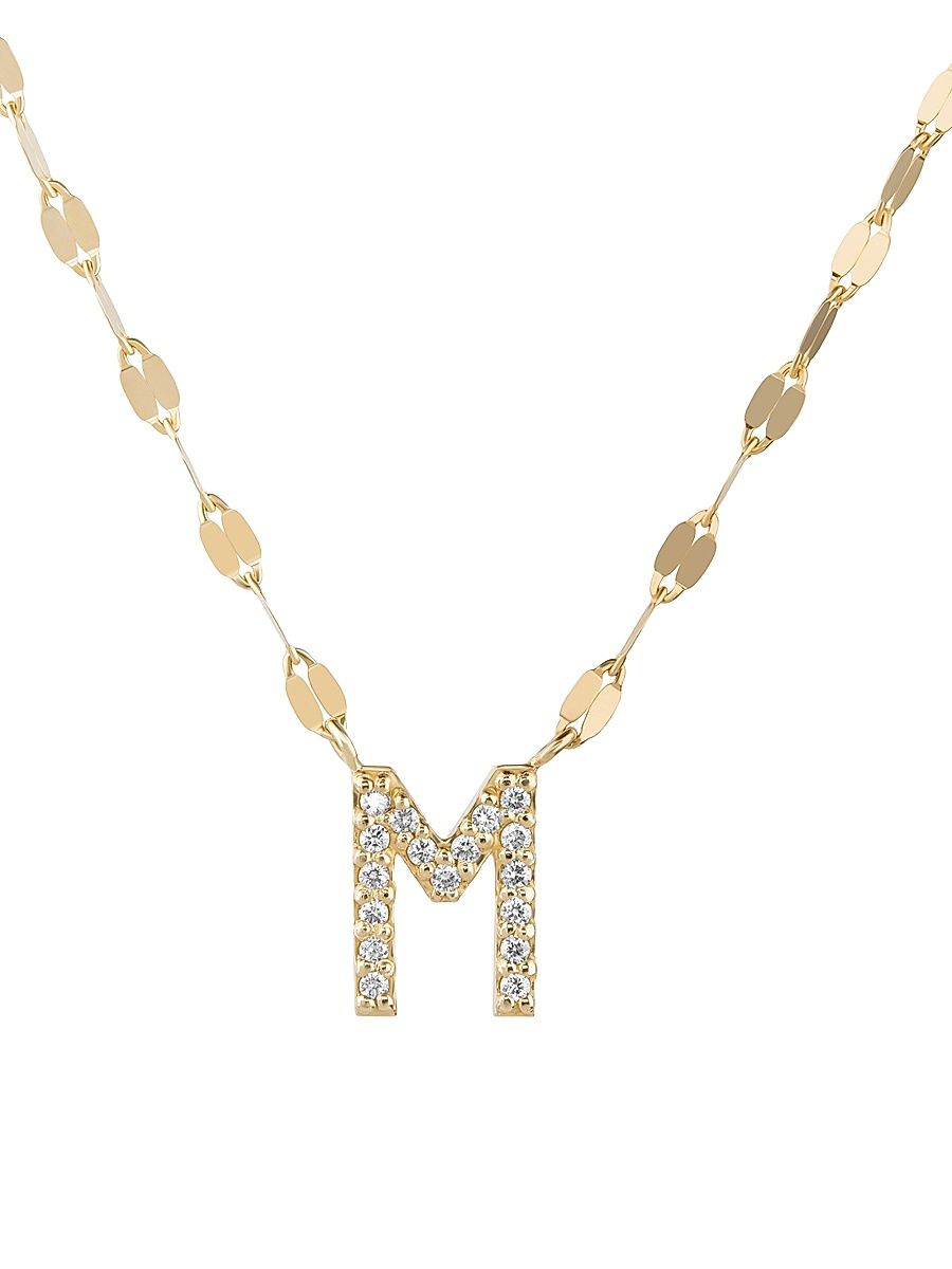 Women's 14K Yellow Gold & 0.06 TCW Diamond Initial Pendant Necklace - Initial K
