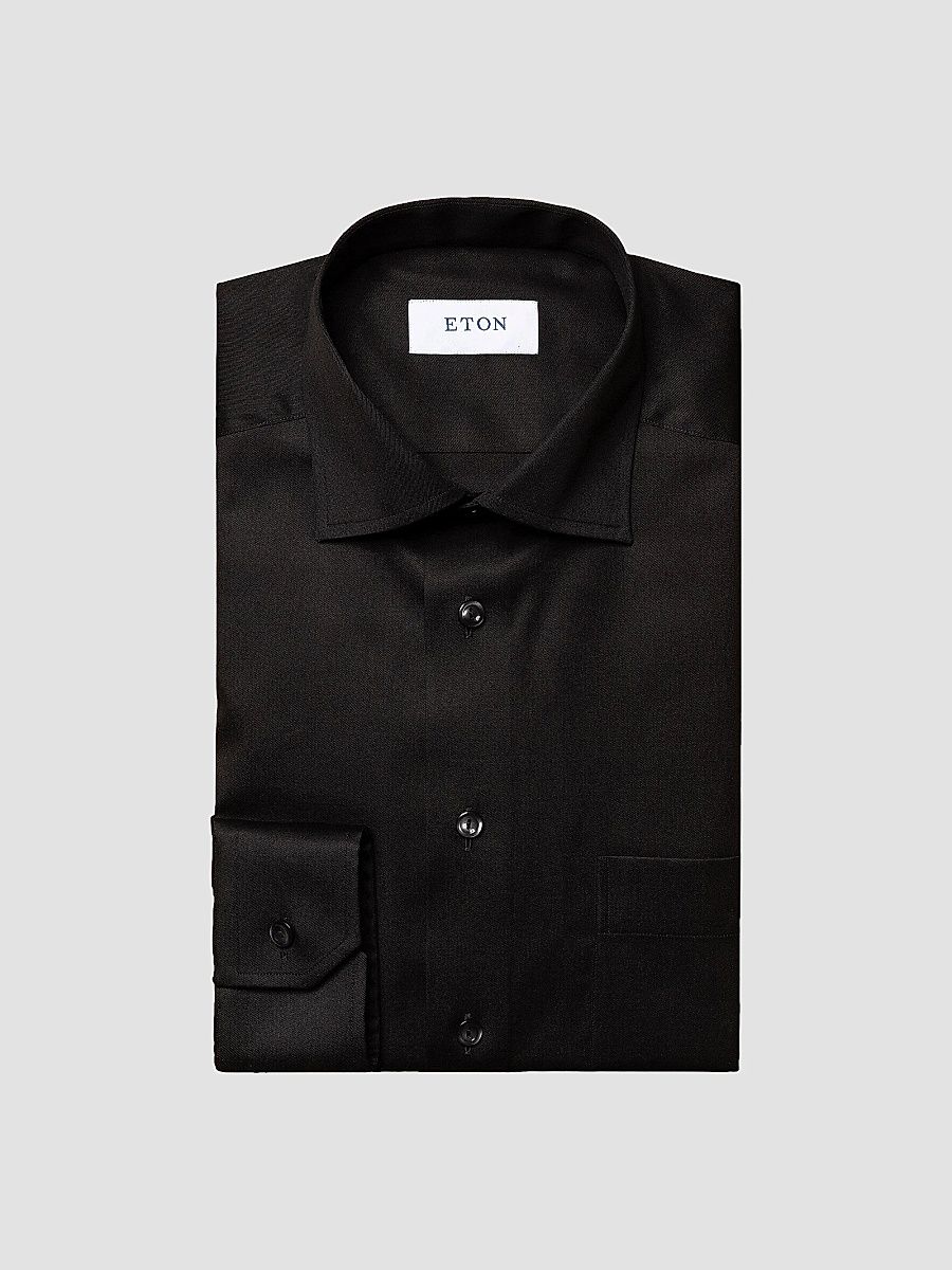 Eton Men's Classic-Fit Cotton Twill Shirt - Black - Size 20