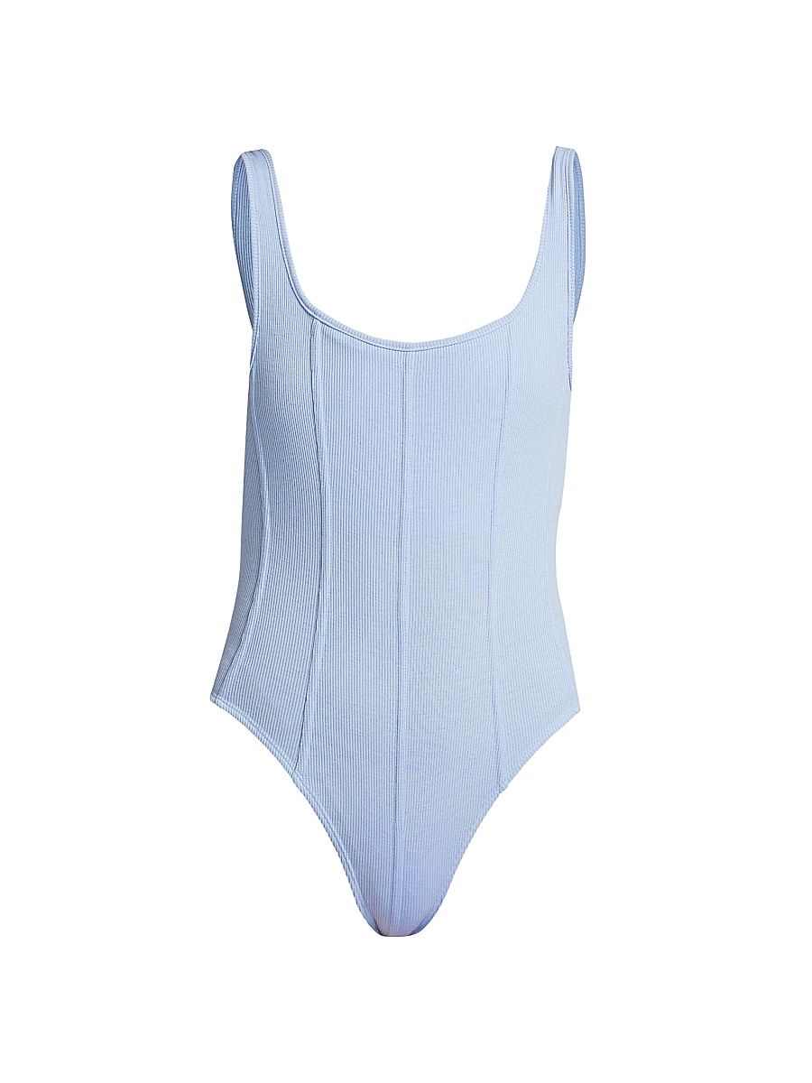 Women's Kian Rib-Knit Bodysuit - Steel - Size Large