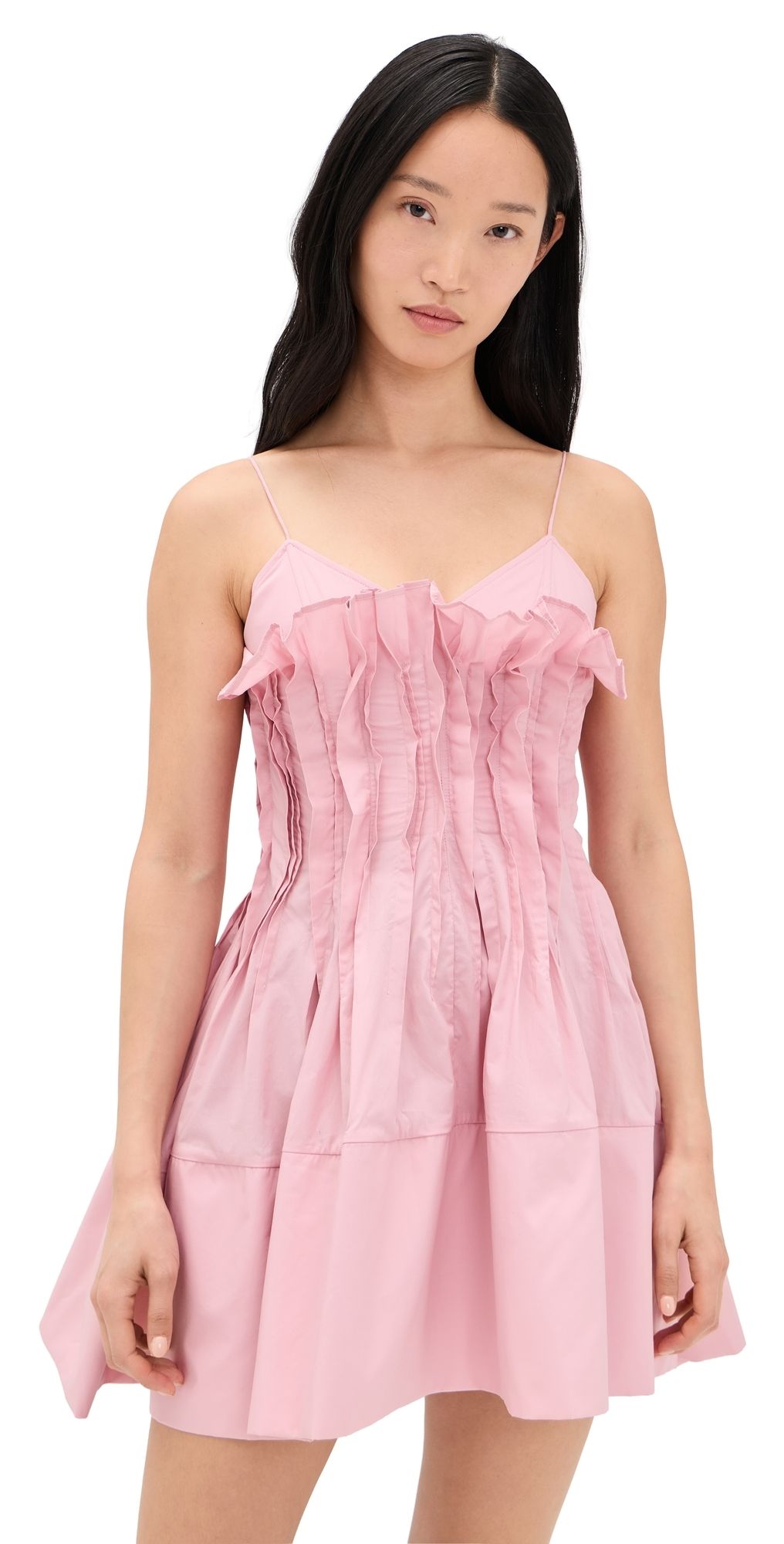 Marques'Almeida Cinched Pleated Mini Dress Pink 12
