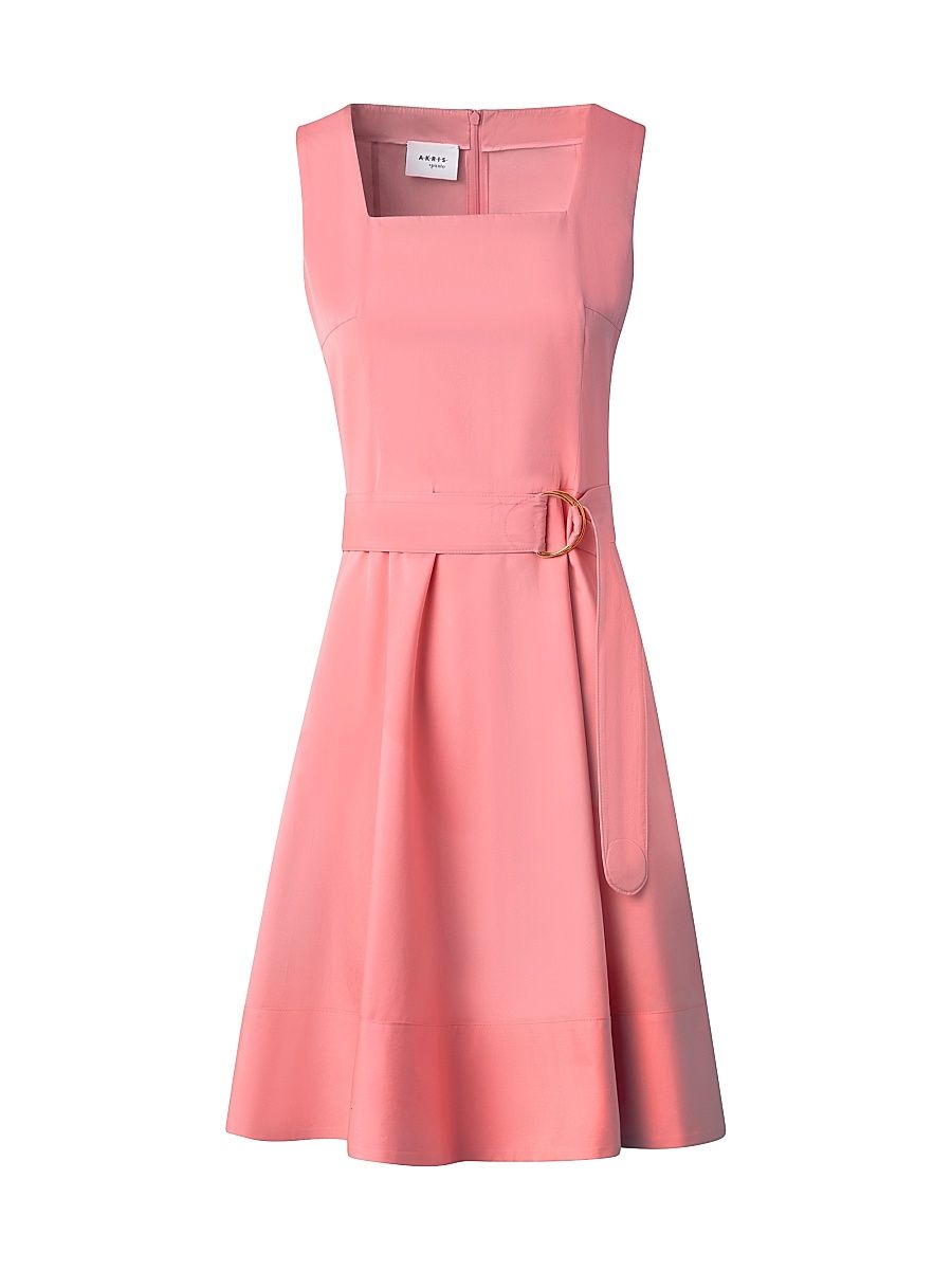 Women's Cotton Poplin Square Neck Minidress - Pink - Size 8