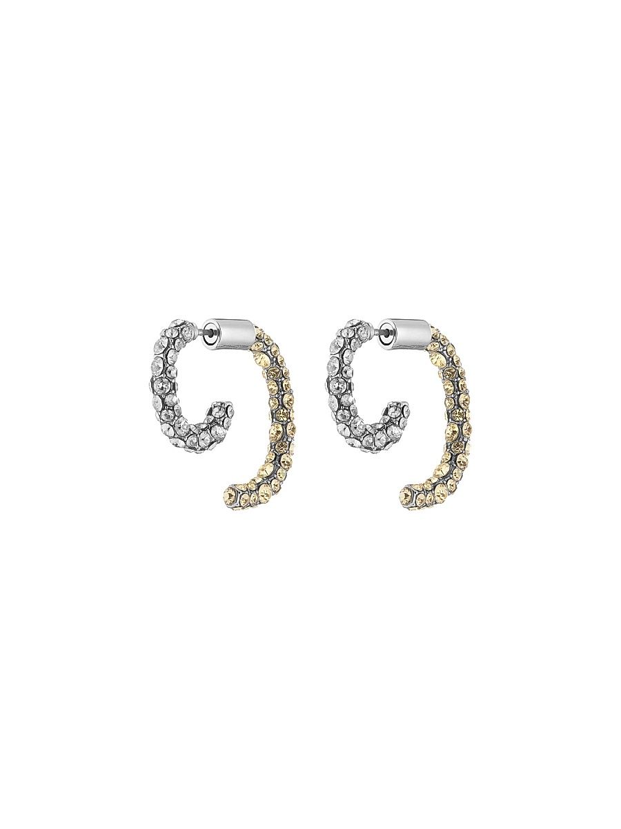 Women's Luna Rhodium-Plated & Glass Crystal Stud Earrings - Pave Yellow Gold