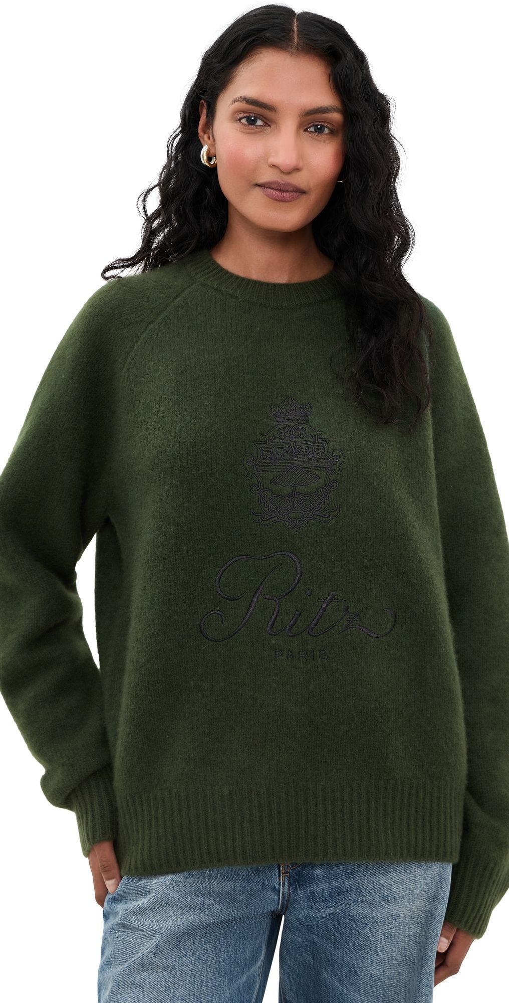 FRAME The Ritz Unisex Brushed Cashmere Sweater Light Blue S