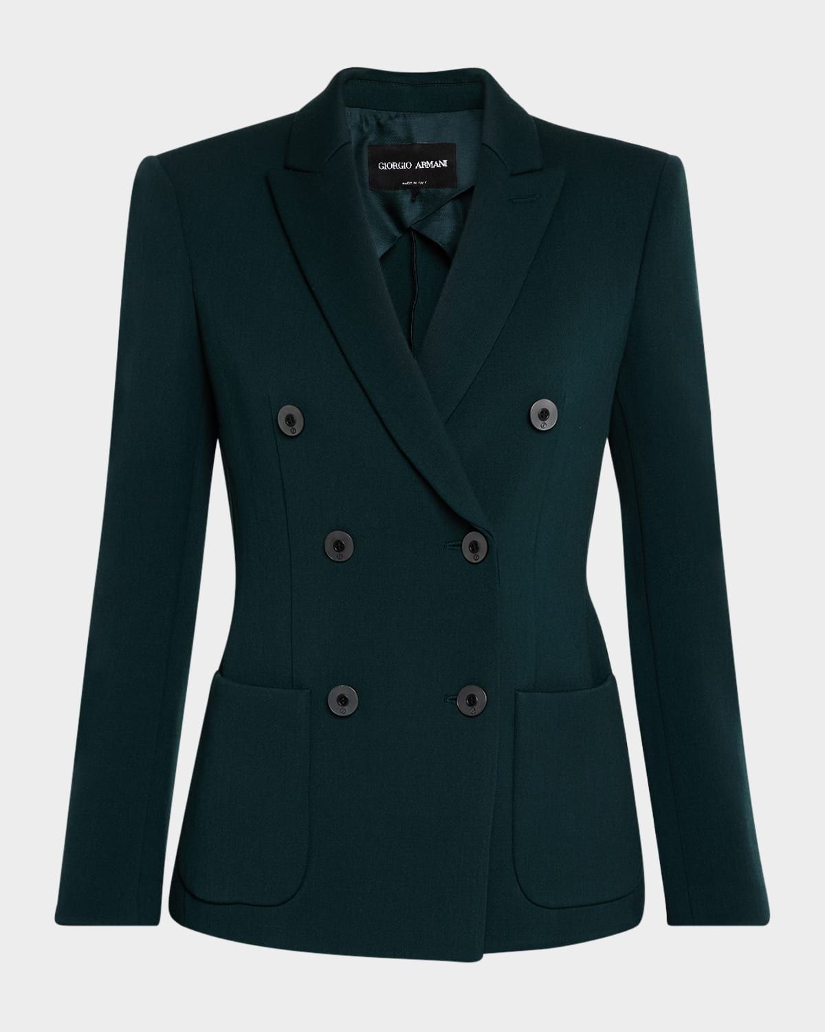 Double-Breasted Stretch Wool Blazer Jacket