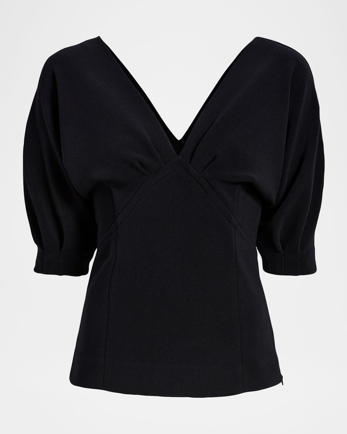 Darena V-Neck Compact Stretch Crepe Top