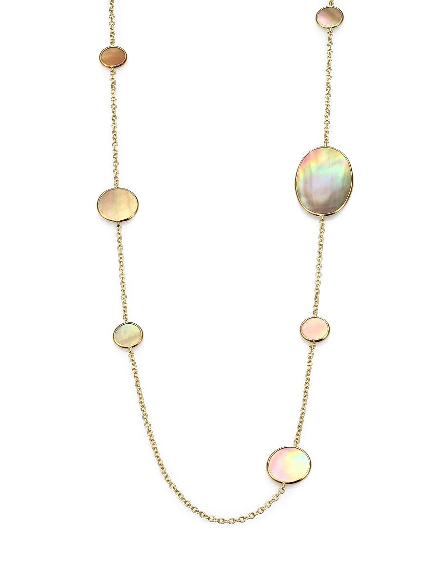 Women's Polished Rock Candy Brown Shell & 18K Yellow Gold Station Necklace - Gold