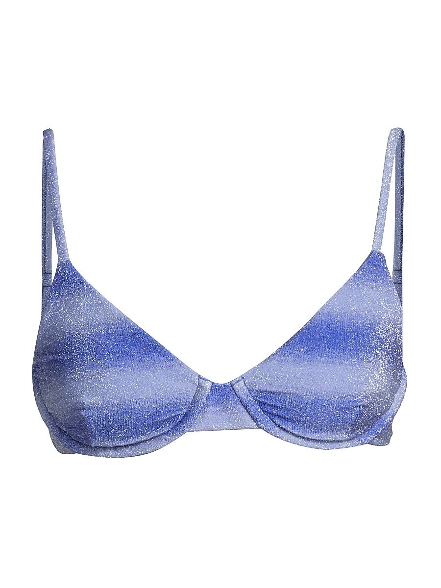 Women's Camilla Glitter Ombré Bikini Top - Sapphire Sea - Size XL