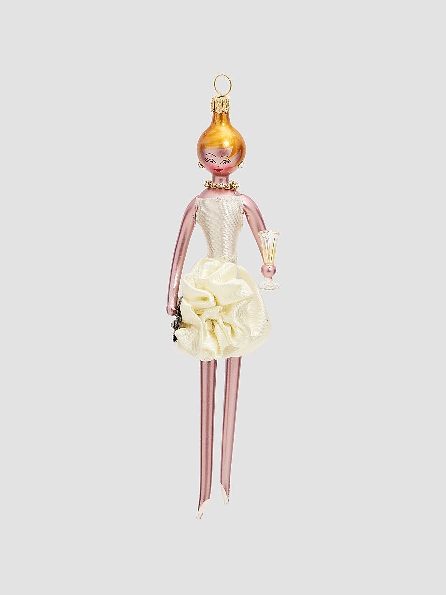 De Carlini Soffieria De Carlini Fashionista In Rose Mini Dress Glass Ornament
