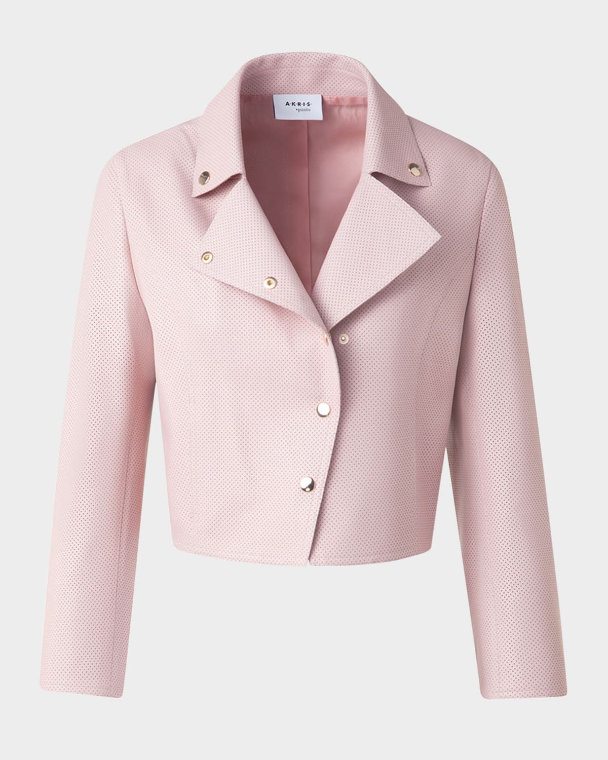 Short Moto Pin Dot Leather Jacket