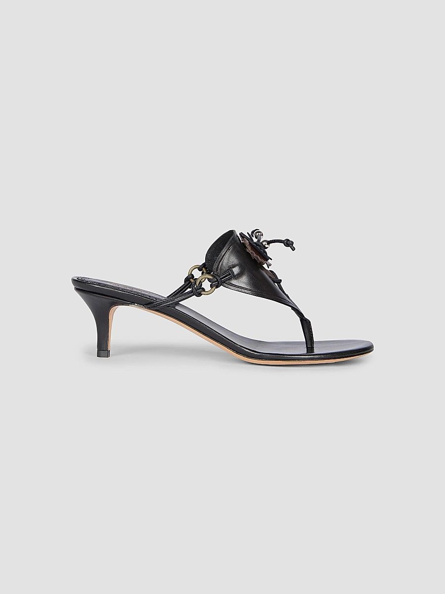 Isabel Marant Women's Ekyne 50MM Leather Kitten-Heel Mules - Black - Size 11