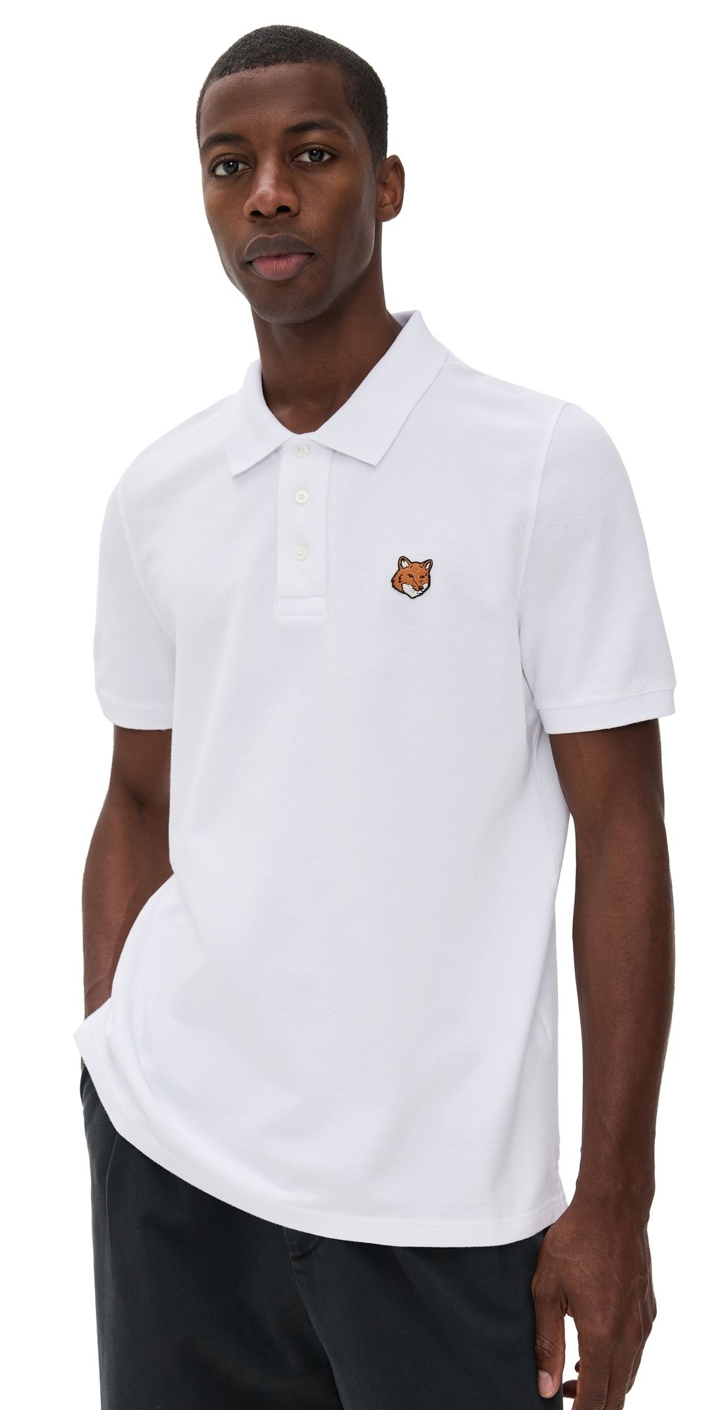 Maison Kitsuné Fox Head Patch Regular Polo White XXL
