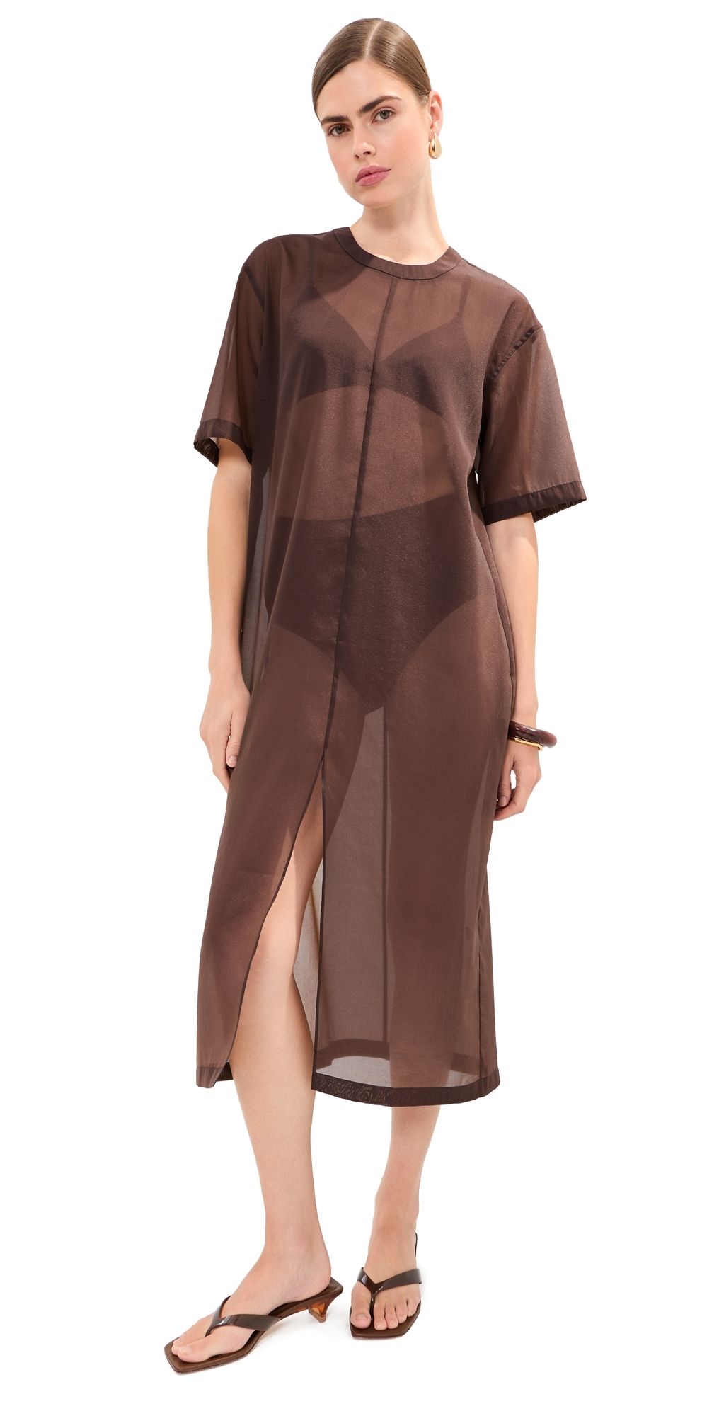 LE BOP Organza Midi Dress Coffee Bean XS