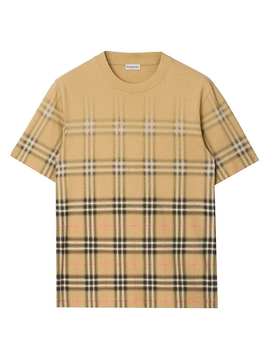 Men's Ryan Dégradé Checked Cotton T-Shirt - Sand Ip Check - Size XXL