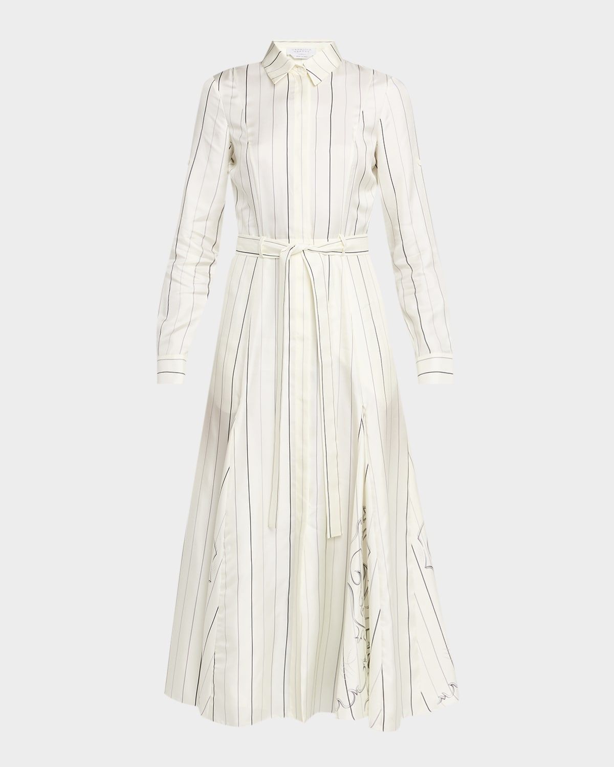 Galway Striped Silk Belted Midi Shirtdress