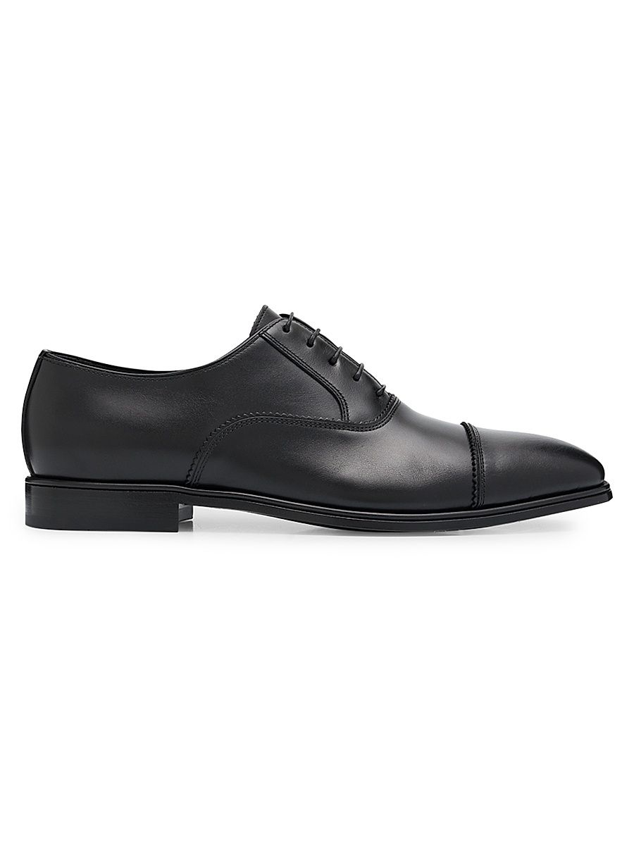 Men's Boston Doupont Leather Cap-Toe Brogue Oxfords - Nero - Size 13