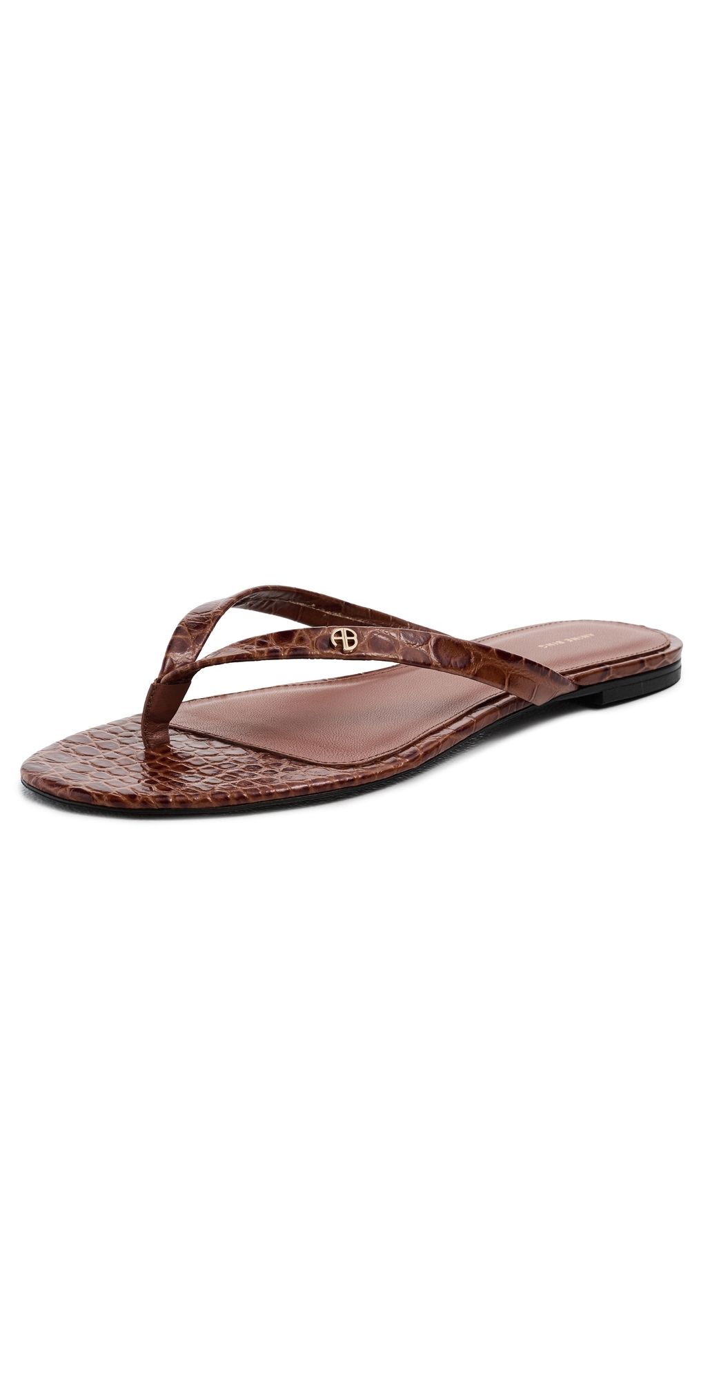 ANINE BING Noelle Thong Sandals Embossed Brown 36