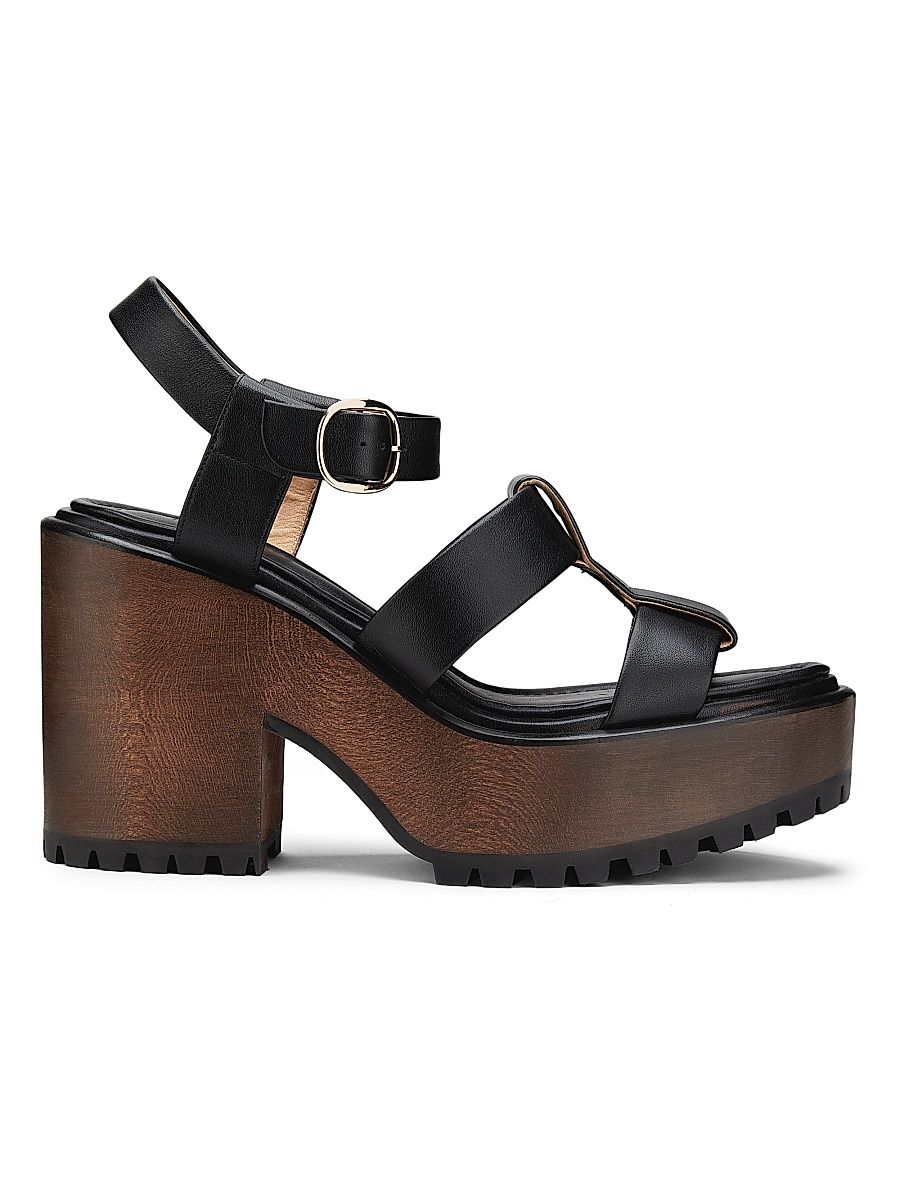 Women's Hera 110MM Leather Platform Sandals - Black - Size 10.5