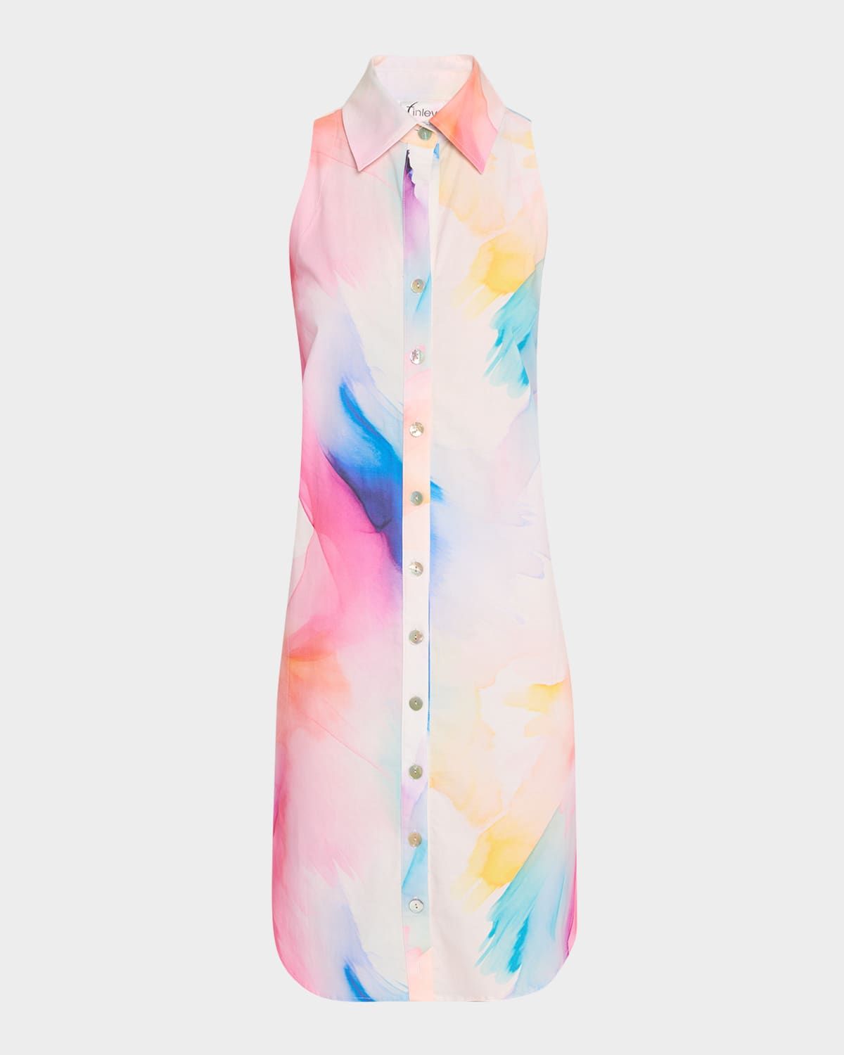 Swing Sleeveless Abstract-Print Shirtdress