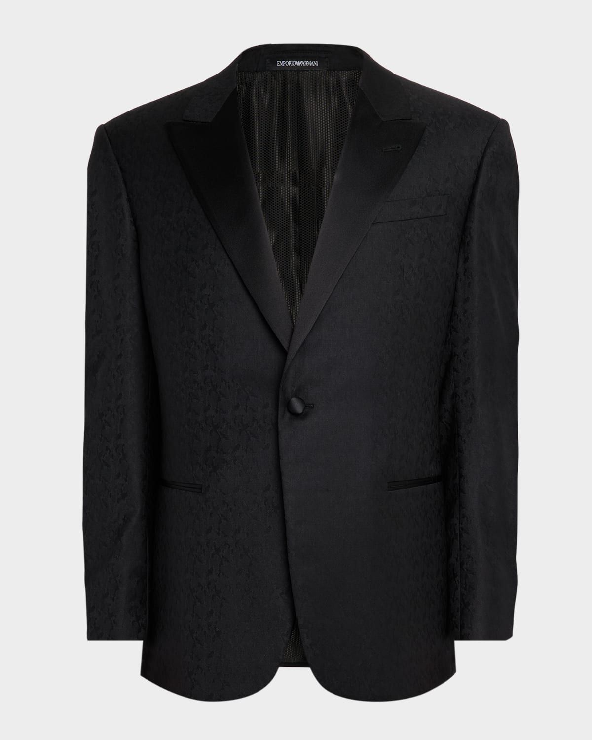 Men & apos;s Wool Jacquard Tonal Camouflage Peak Lapel Dinner Jacket