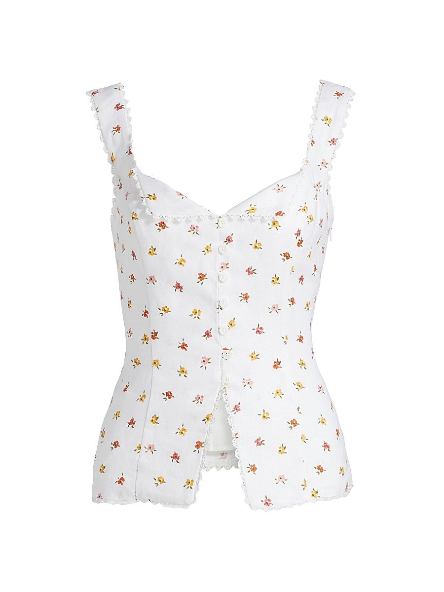 Women's Viola Floral Linen Top - Layla - Size 8