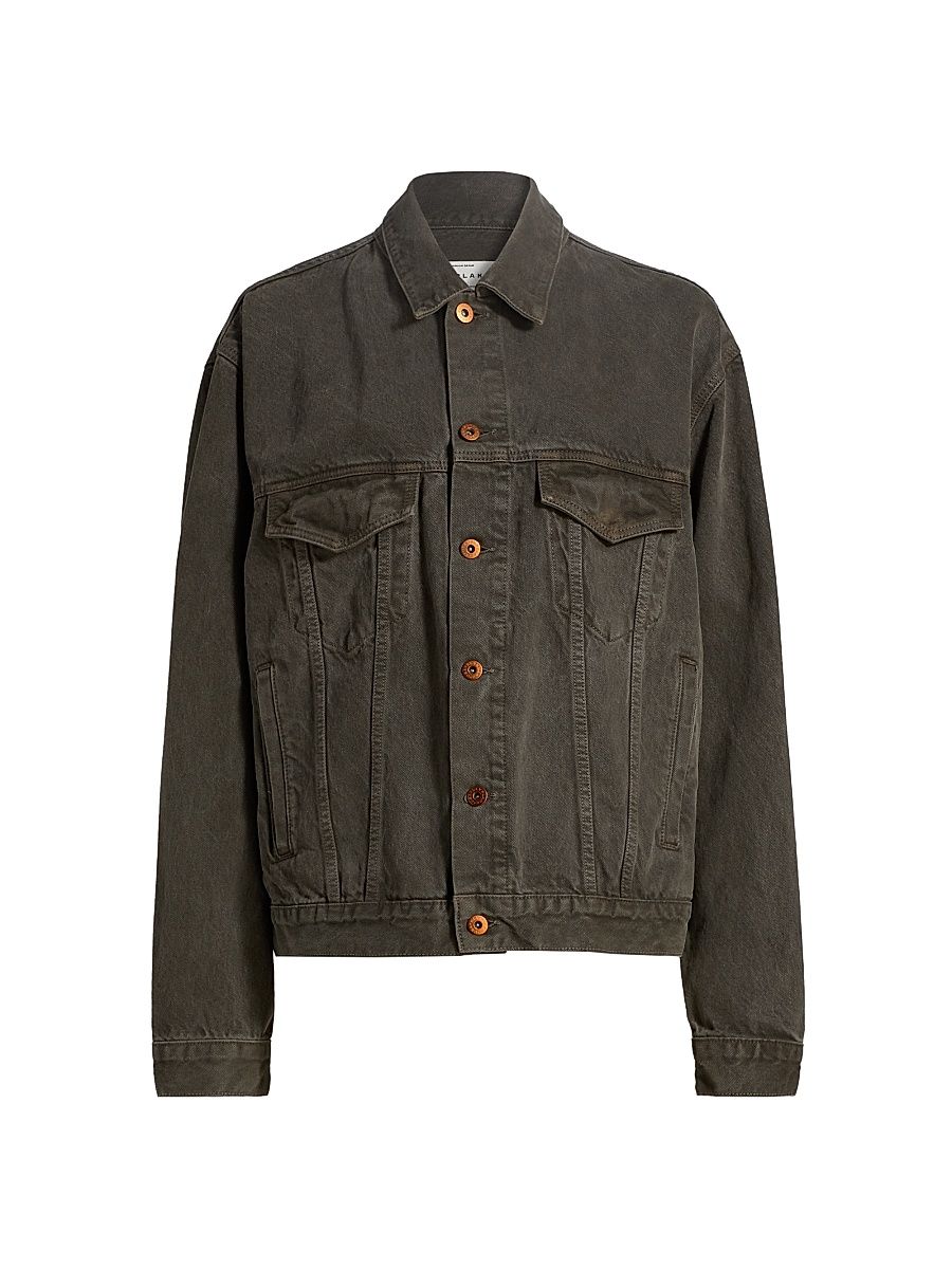 Women's Oversized Boyfriend Denim Trucker Jacket - Keystone Mountain - Size Large