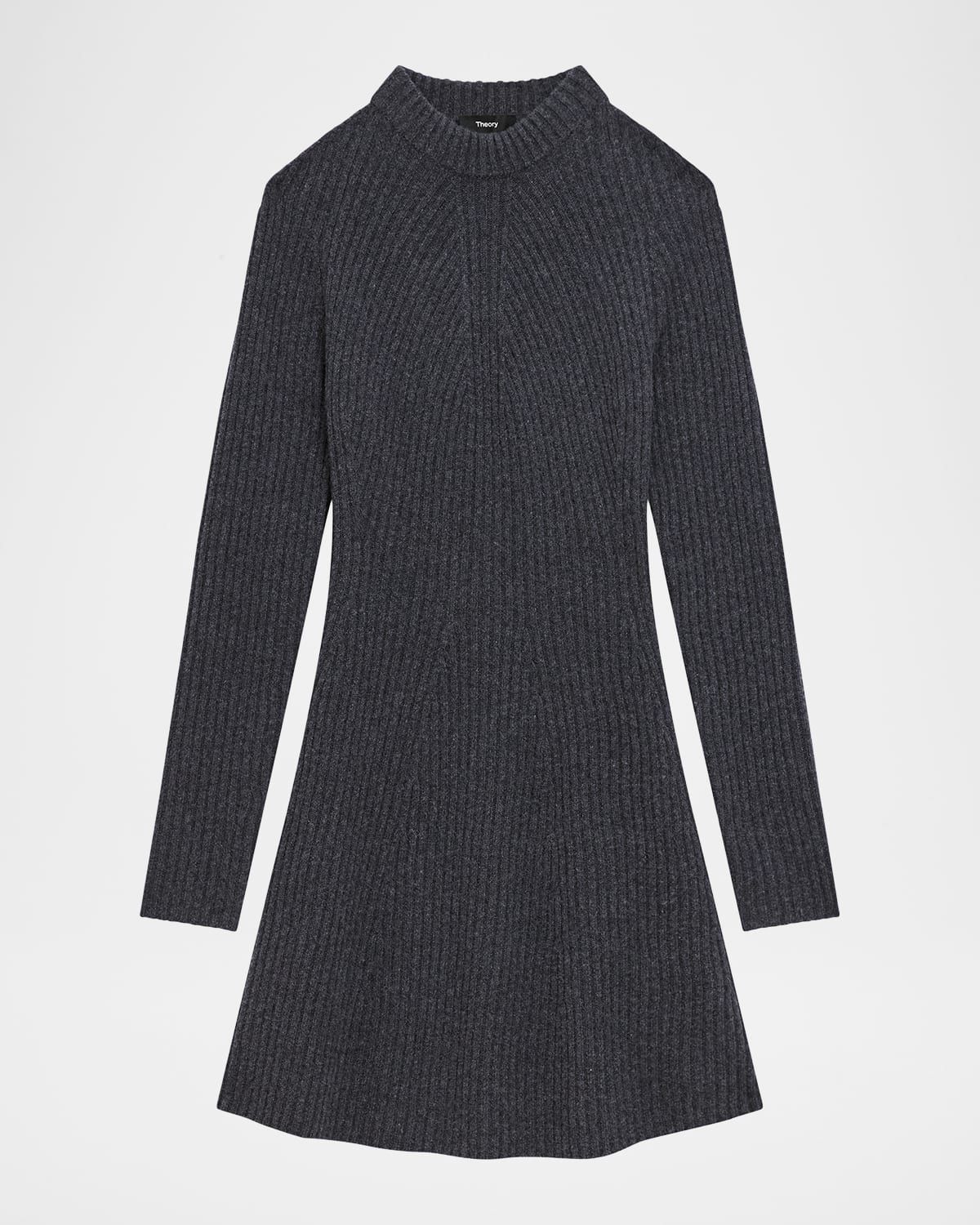 Cashmere-Wool Ribbed Sweater Dress