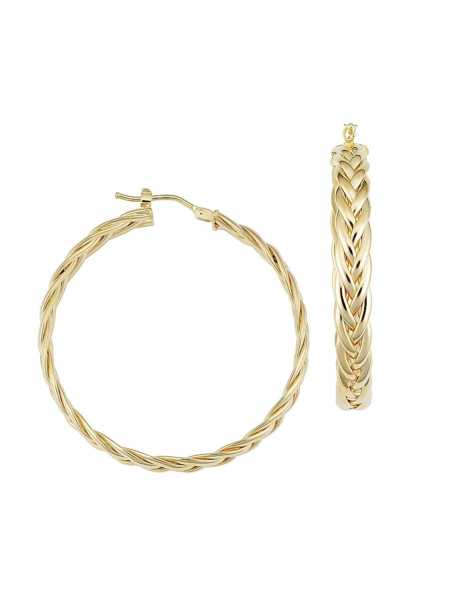 Women's 14K Yellow Solid Gold Caesar Hoops - Yellow Gold