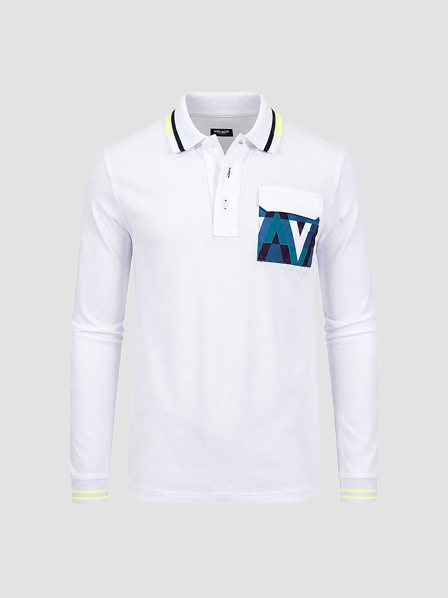 Men's Ascension Long Sleeve Polo Shirt - White - Size Small