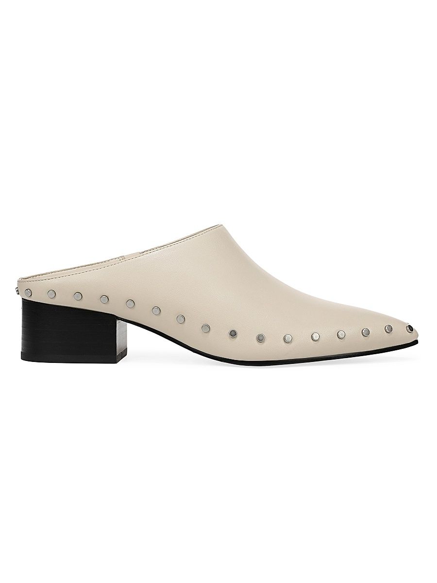 Women's 38MM August Studded Leather Mules - Moonlight - Size 5