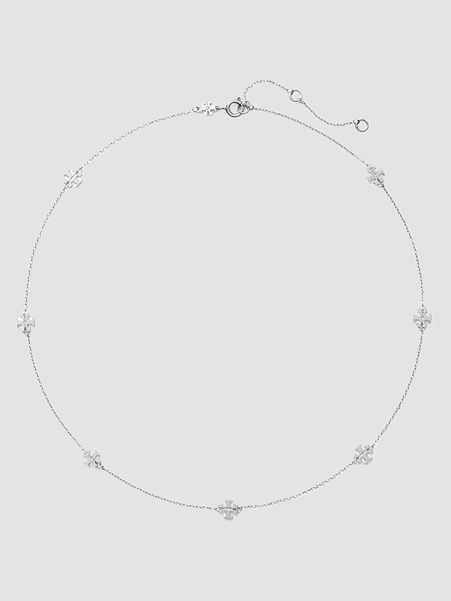 Women's Icon 18K-Gold-Plated Or Silvertone Logo Station Necklace - Tory Silver Mint